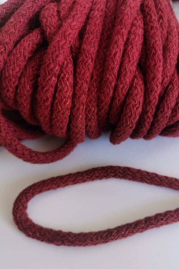 Sznurek bawełniany 5 mm BURGUNDY