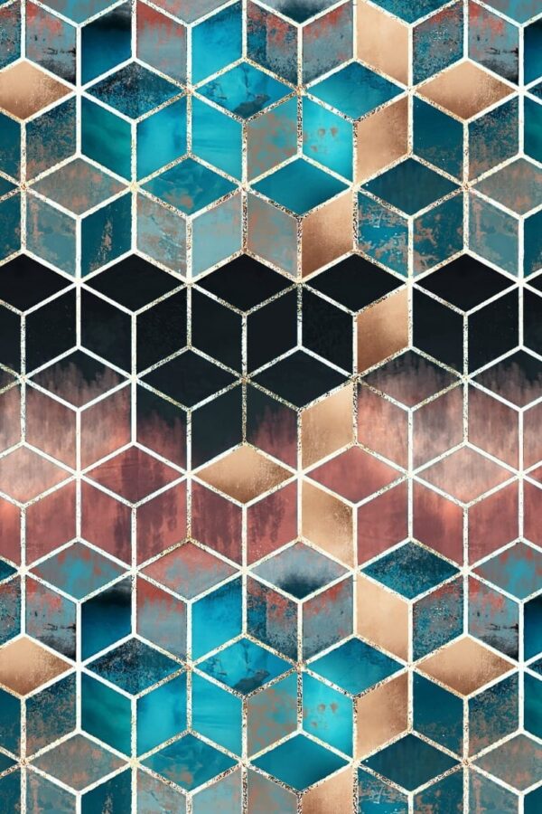 Copper and turquoise cubes kupon 0,3 m