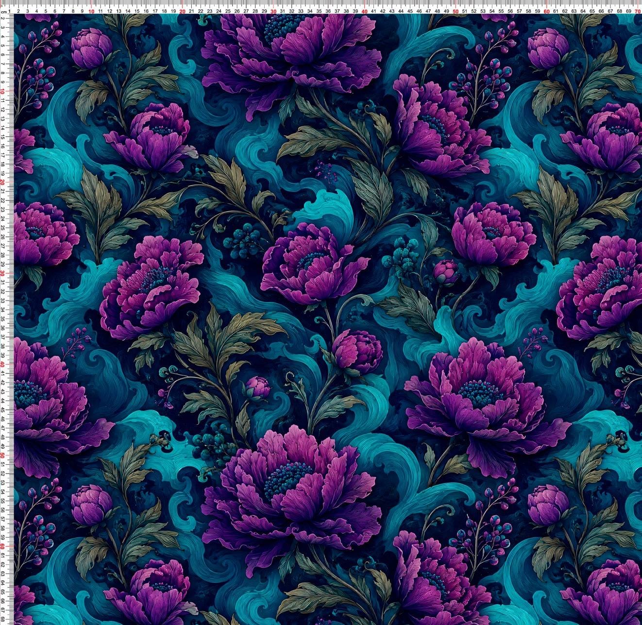 Moody Teal and Purple Floral - obrazek 3