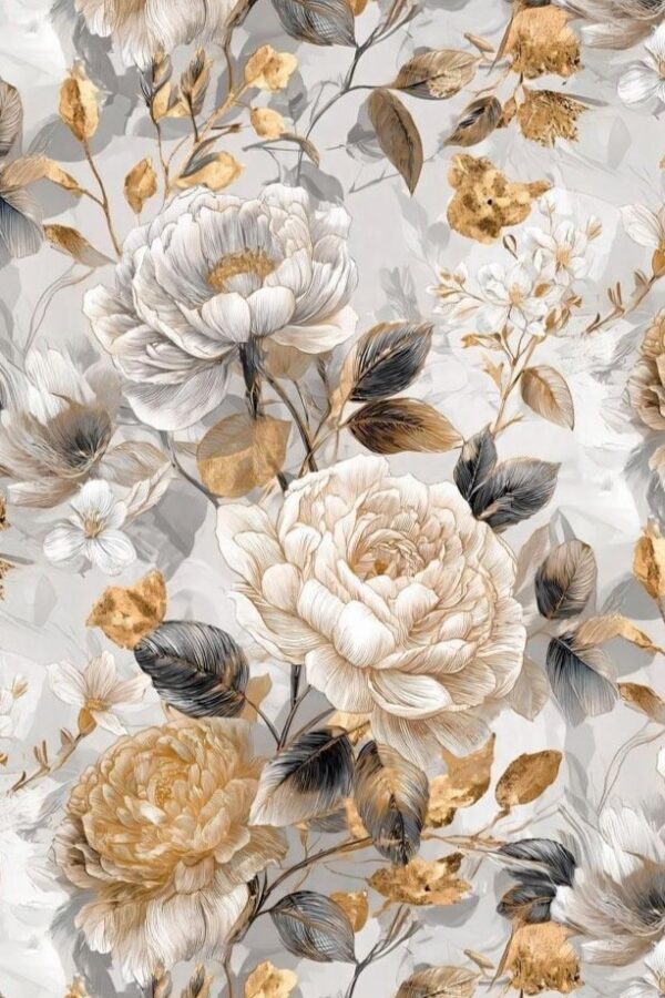 Crystal Ivory & Gold Peonies